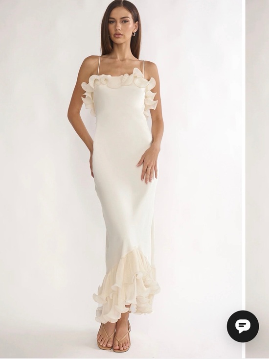 Selfie Leslie Dresses & Skirts - Selfie Leslie Cream Ruffle-Trim Maxi Slip Dress